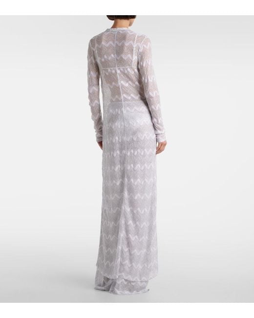 Missoni White Zigzag Lame Cardigan