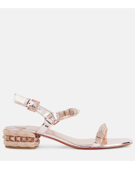 Christian Louboutin Pink Pyrasand 30 Mirrored Leather Sandals