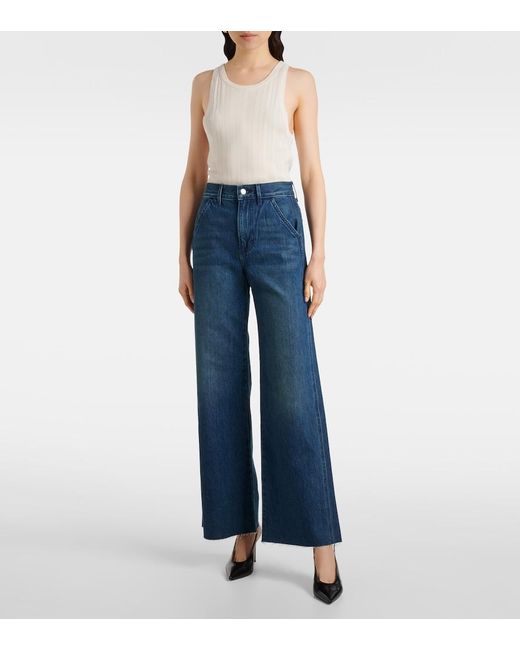 Veronica Beard Blue Taylor Wide-Leg Jeans