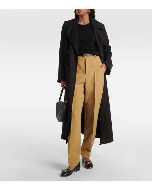 Tod's Natural Virgin Wool Straight Pants