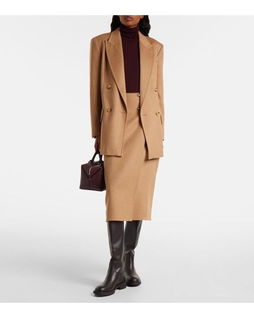 Max Mara Natural Curzio Wool Wrap Skirt