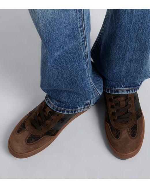 Hogan Brown H647 Leather-Trimmed Suede Sneakers