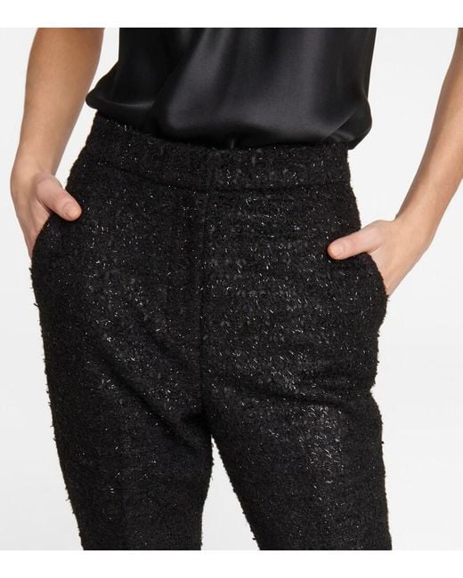 Rebecca Vallance Black Jourdan Feather-Trimmed Boucle Pants
