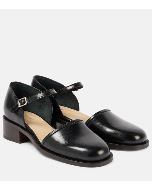 Lemaire Black Leather Mary Jane Pumps