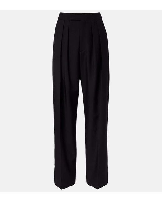 Chloé Blue Weite High-Rise-Hose Aus Woll-Gabardine