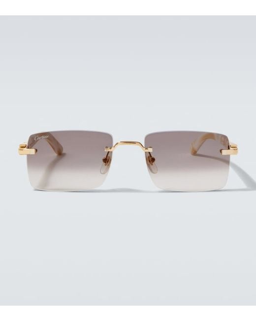 Cartier Brown Signature C De Cartier Rectangular Sunglasses for men