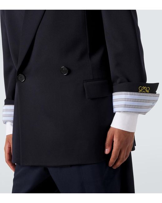 Loewe Blue Double-Breasted Wool Blazer for men