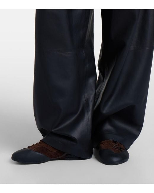 Loewe Black Paneled Leather Wide-Leg Pants