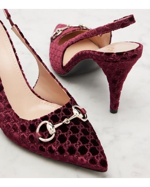 Gucci Red Slingback Pump With Horsebit, Size 34.5 It