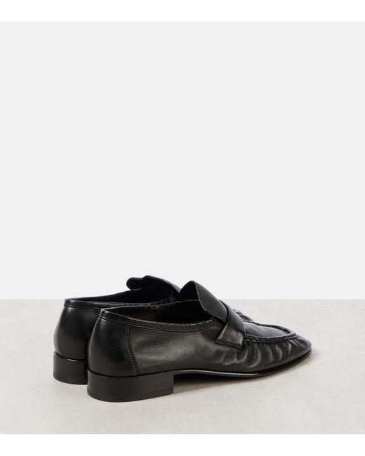 The Row Black Soft Leather Loafers