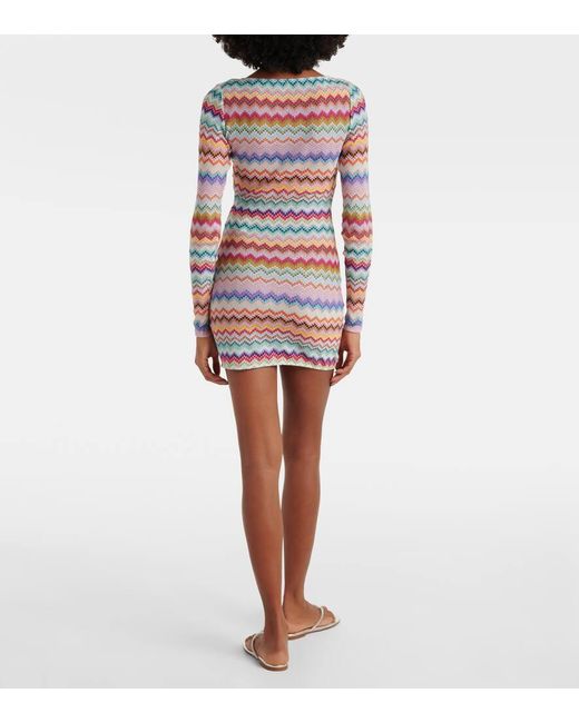 Abito Corto A Zig-Zag Con Lame di Missoni in Multicolor