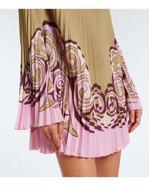LaDoubleJ Multicolor Kells Swirl Plisse Crepe De Chine Minidress