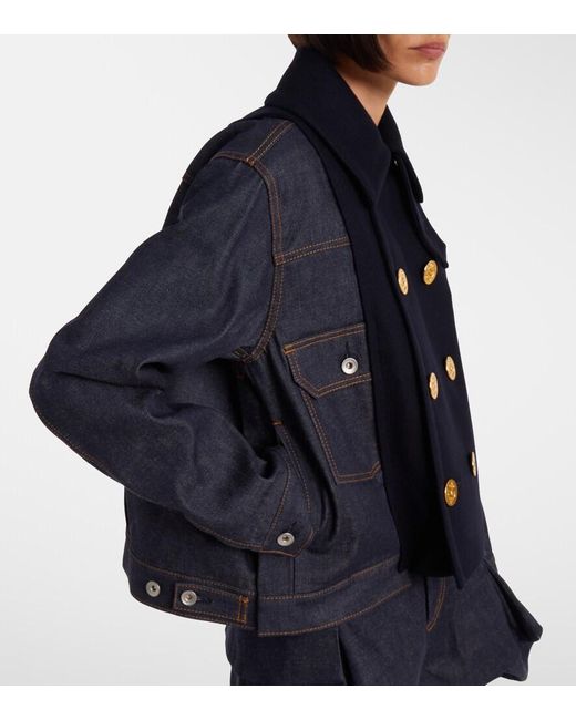 Sacai Blue Paneled Denim Jacket