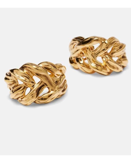Saint Laurent Metallic Wheat Chain Clip-On Earrings