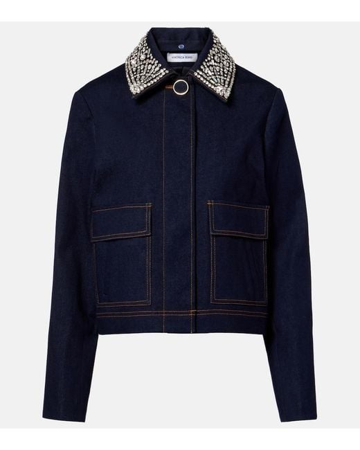 Veronica Beard Blue Barrington Embellished Denim Jacket