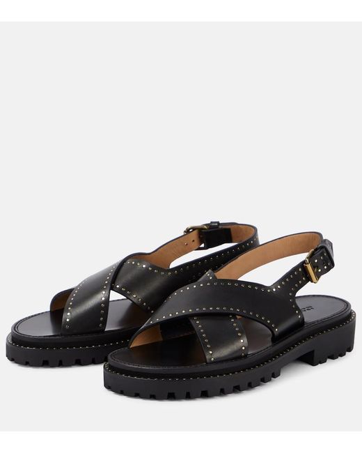 Isabel Marant Black Baem Studded Leather Sandals