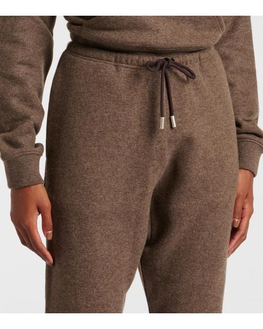 The Row Brown Teo Cashmere And Cotton Sweatpants