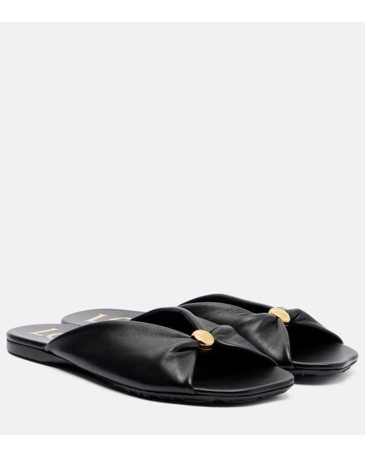 Loewe Black Paula's Ibiza Pebble Leather Slides