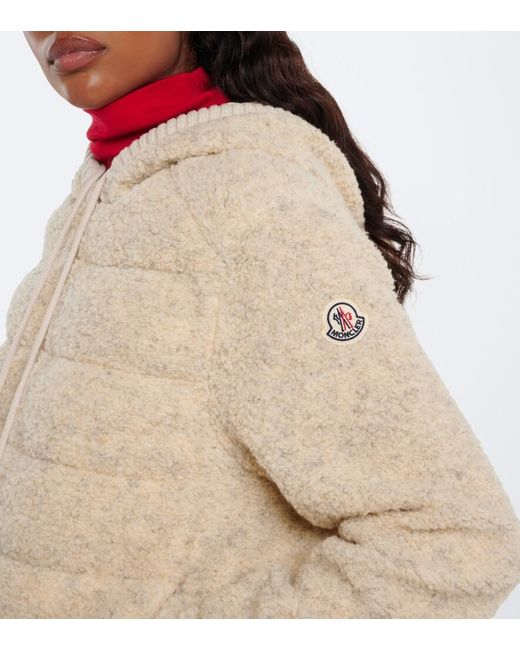 Moncler Natural Hooded Boucle Down Jacket