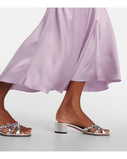 Aquazzura Crystal Mirage Embellished Leather Mules in Aquazzura Crystal Mirage Embellished Leather Mules in