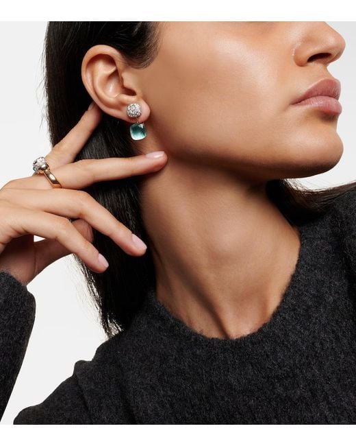 Pomellato White Ohrringe Nudo Toi Et Moi Aus 18Kt Rose- Und Weissgold Mit Diamanten Und Topas