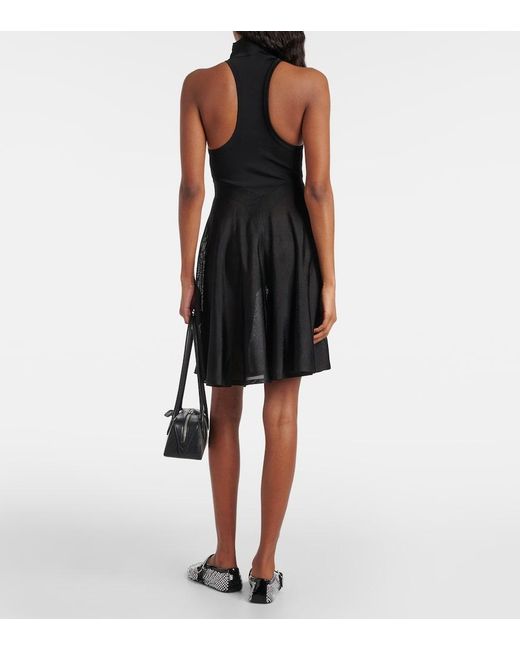Alaïa Black Jersey And Mesh Minidress