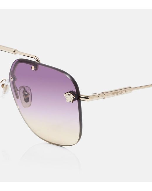 Versace Purple Medusa Light Aviator Sunglasses