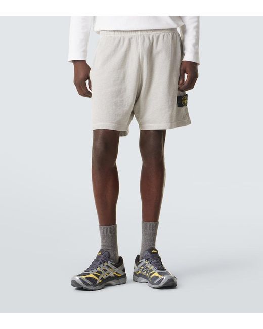 Stone Island Gray Compass Cotton Fleece Shorts for men
