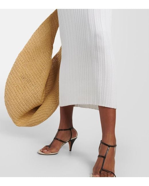 Khaite White Ottilie Cotton-Blend Midi Dress