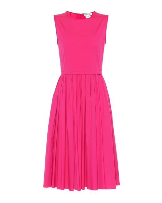 Max Mara Pink Suez Cotton-blend Midi Dress