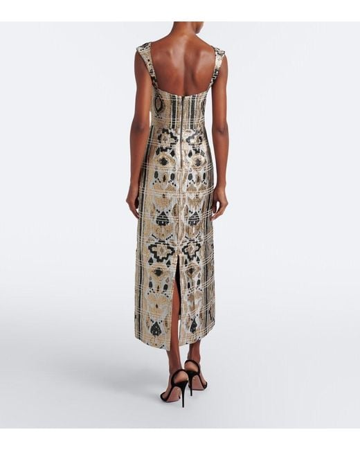Johanna Ortiz Metallic Tropicana Jacquard Maxi Dress