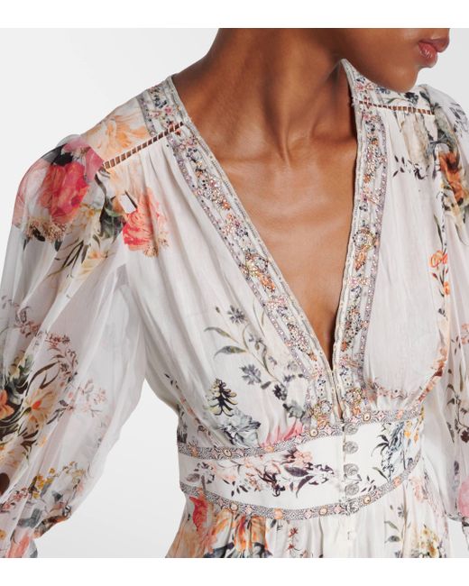 Camilla Natural Floral Linen And Silk Maxi Dress