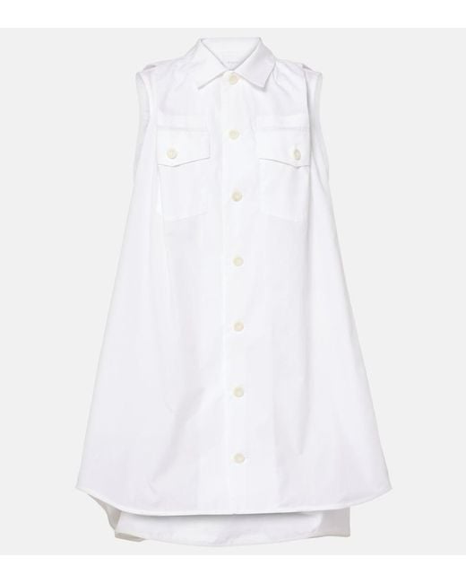 Sacai White Poplin Minidress