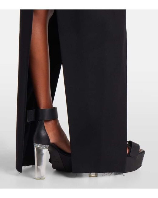 Rick Owens Black High-Rise Virgin Wool Maxi Skirt