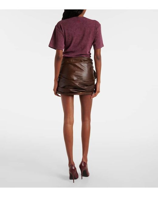 Magda Butrym Brown Gathered Leather Miniskirt