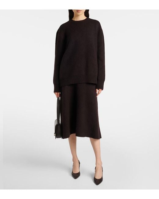 The Row Black Ivanka Cashmere And Silk Midi Skirt
