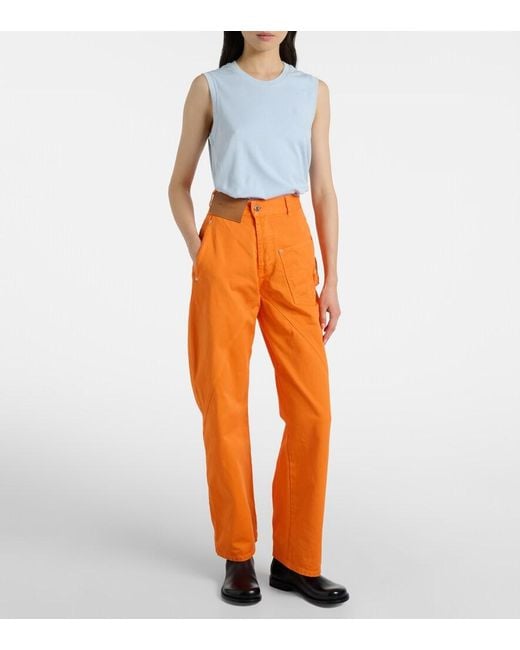 J.W. Anderson Orange Embroidered High-Rise Straight Jeans