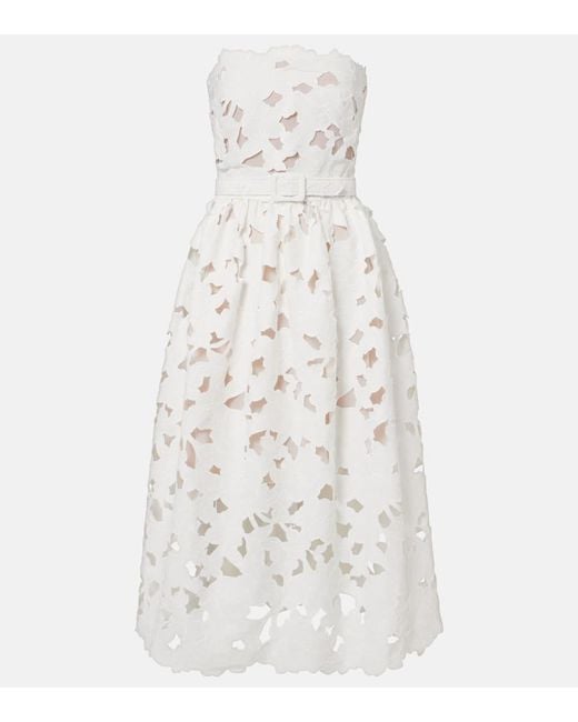 Oscar de la Renta White Lace Bustier Dress