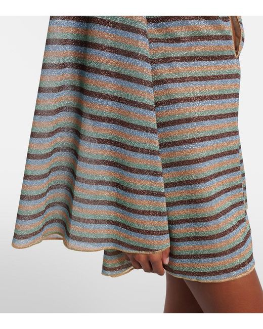 Oseree Brown Lumiere Striped Minidress