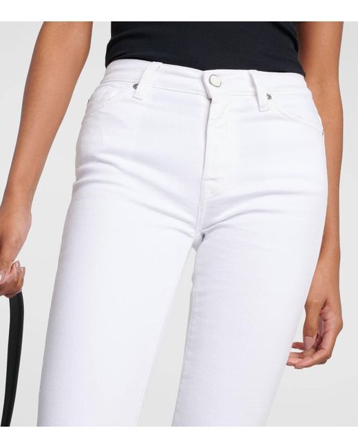 7 For All Mankind White High-Rise Cropped Skinny Jeans