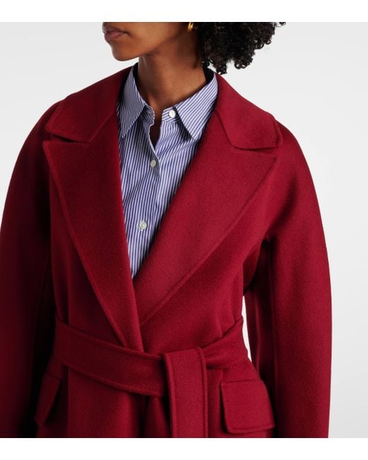 Max Mara Red Malika Virgin Wool Wrap Coat