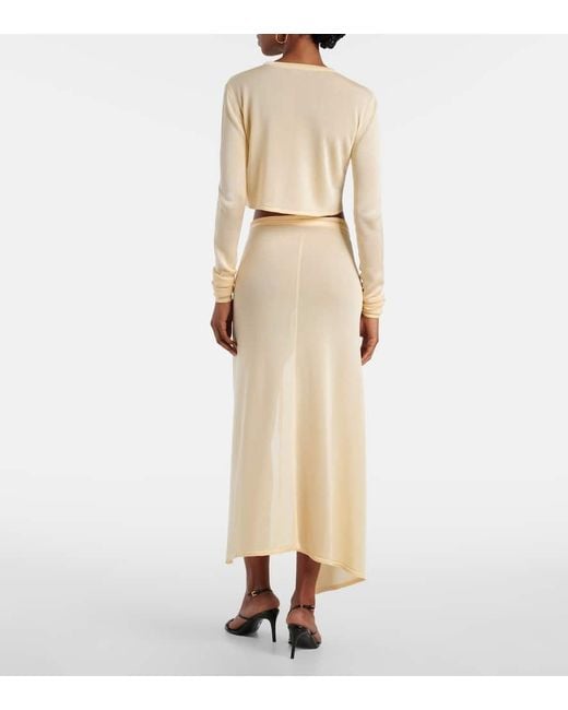 Frankie Shop Natural Alsen Knitted Sheer Wrap Skirt