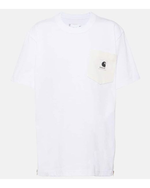 Sacai White X Carhartt T-Shirt aus Baumwoll-Jersey
