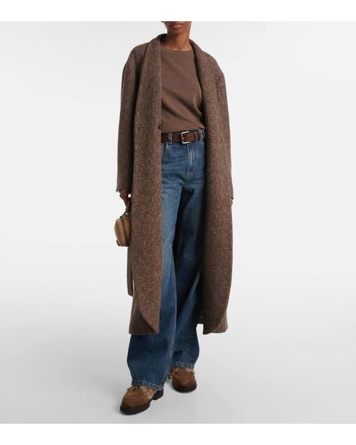 Brunello Cucinelli Blue High-Rise Wide-Leg Jeans Monili