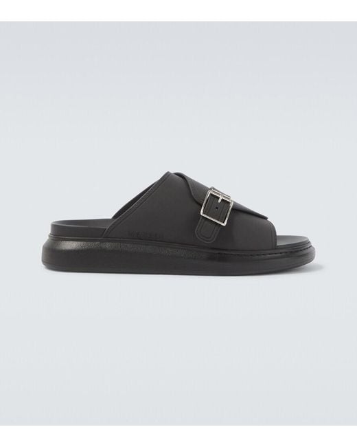 McQueen Black Hybrid Slides for men