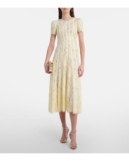 Self-Portrait Metallic Embellished Lace Midi Dress