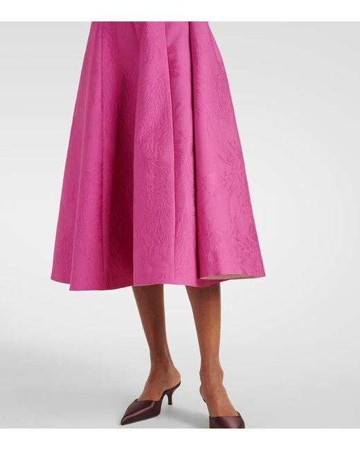 Emilia Wickstead Pink Midikleid Mara Aus Jacquard