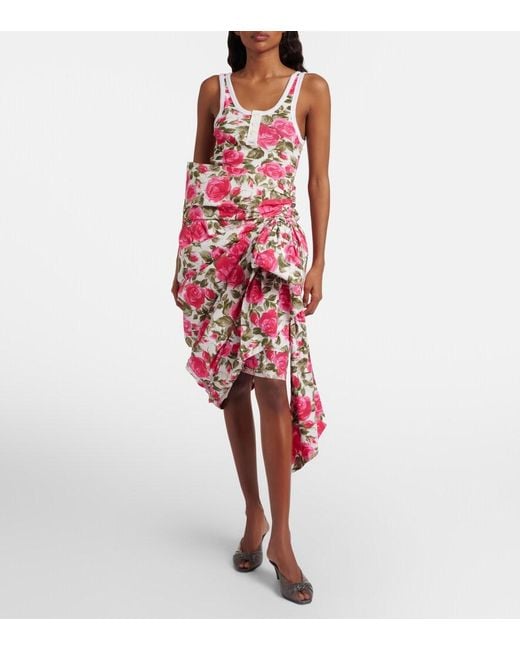 Chloé Pink Floral Ribbed Cotton-Blend Tank Top