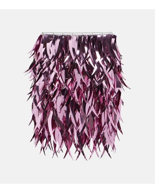 Rabanne Metallic Feathers Mini Skirt