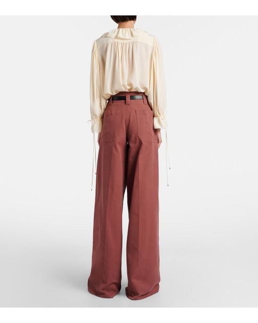 Chloé Red Cotton Wide-Leg Pants